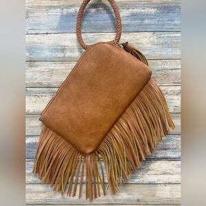 Calin Fringe Wristlet Clutch